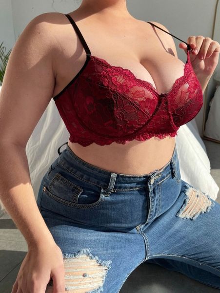 plus floral lace underwire bra b1fk#, Black;white
plus floral lace underwire bra b1fk#, Black;white