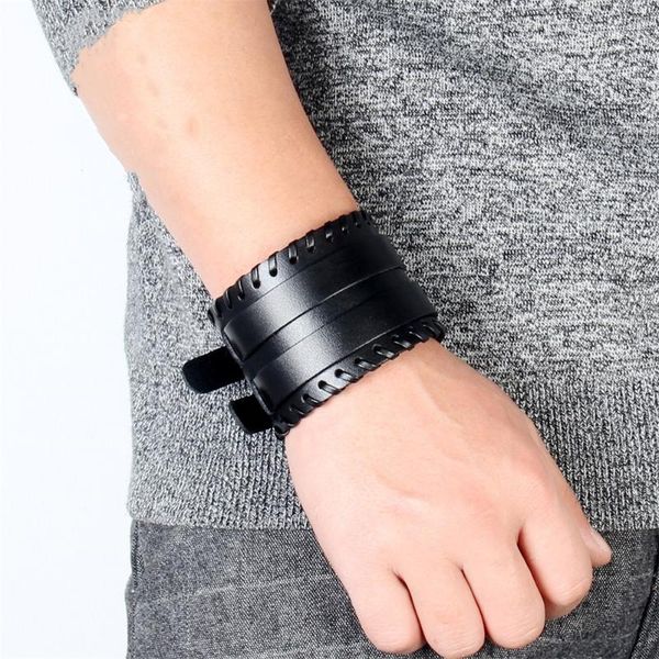 charm bracelets vintage double wide leather bracelet rope black men's fashion jewelry gift, Golden;silver
charm bracelets vintage double wide leather bracelet rope black men's fashion jewelry gift, Golden;silver
