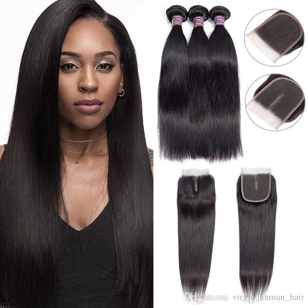 8a brazilian straight human hair bundles with closure 100% unprocessed virgin body wave bundles with lace closure remy human hair weave, Black
8a brazilian straight human hair bundles with closure 100% unprocessed virgin body wave bundles with lace closure remy human hair weave, Black