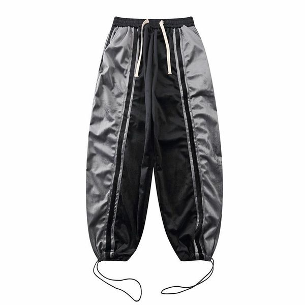 contrast stitching side bar drawstring leggings men's street hiphop hip hop tide brand loose straight trousers, Black
contrast stitching side bar drawstring leggings men's street hiphop hip hop tide brand loose straight trousers, Black