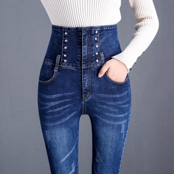new women simple solid color high waist skinny jeans fashion female washed slim stretch cotton casual denim pencil pants, Blue
new women simple solid color high waist skinny jeans fashion female washed slim stretch cotton casual denim pencil pants, Blue