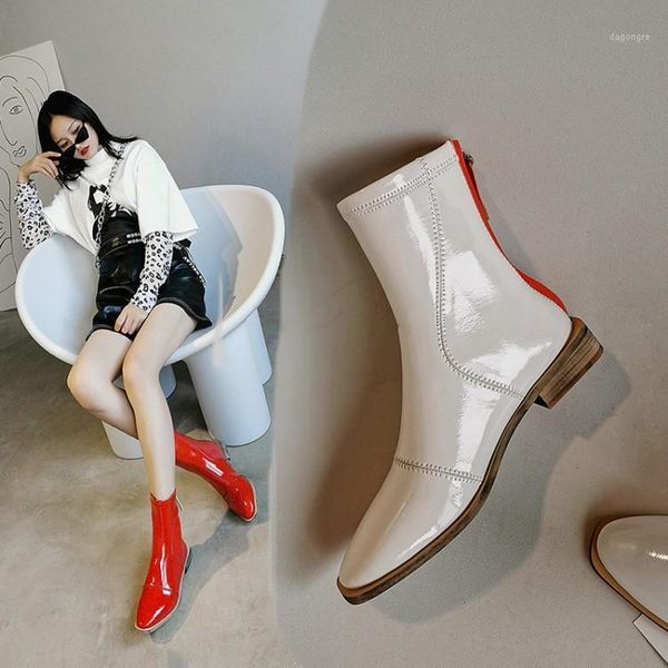 boots mljuese 2021 women ankle patent leather winter short plush red color square toe low heels female size 401, Black
boots mljuese 2021 women ankle patent leather winter short plush red color square toe low heels female size 401, Black