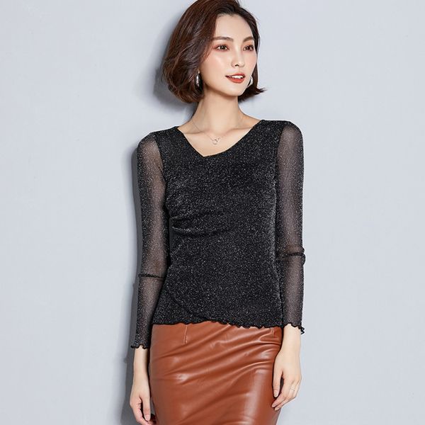 spring 2020 new fashion long sleeve gold and silver t-shirt net net screen yarn large size shows thin versatile t-shirt bottoming women 79ae, White
spring 2020 new fashion long sleeve gold and silver t-shirt net net screen yarn large size shows thin versatile t-shirt bottoming women 79ae, White