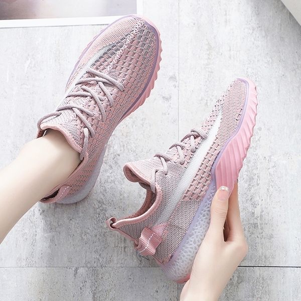 women vulcanized sneakers breathable mesh pink platform ladies shoes autumn trend chunky sneakers women flat shoes y200424, Black