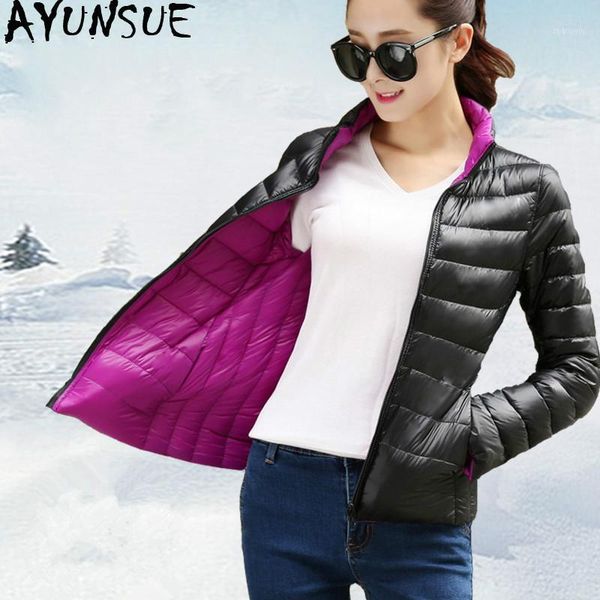 ayunsue women's down jacket 90% duck down coat female ultra light jacket women autumn winter clothes double-sided wear kj1, Black
ayunsue women's down jacket 90% duck down coat female ultra light jacket women autumn winter clothes double-sided wear kj1, Black