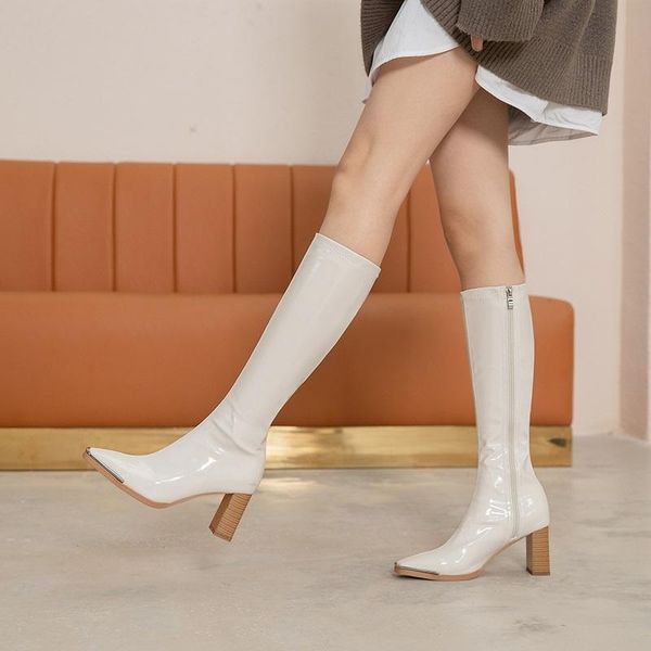 brand shoe fashion elastic patent leather zipper women knee high boots concise design autumn winter high heel boots woman, Black
brand shoe fashion elastic patent leather zipper women knee high boots concise design autumn winter high heel boots woman, Black