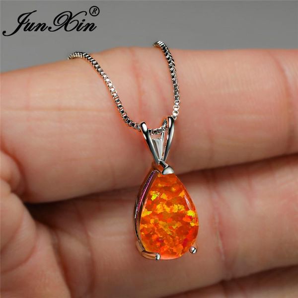 mystic blue green purple fire opal necklace water drop stone pendant clavicle necklaces for women white gold wedding jewelry, Silver
mystic blue green purple fire opal necklace water drop stone pendant clavicle necklaces for women white gold wedding jewelry, Silver
