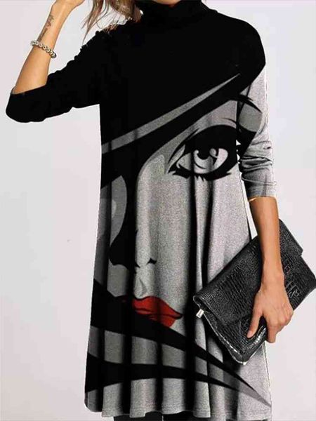 winter turtleneck warm vintage print dress women autumn elegant long sleeves dresses female casual loose vestidos 5xl, Black;gray
winter turtleneck warm vintage print dress women autumn elegant long sleeves dresses female casual loose vestidos 5xl, Black;gray