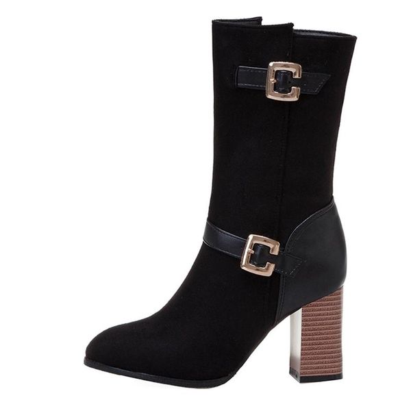 buckle flock thick high heel mid boots solid color casual red short plush zipper round head warm mid boots women winter, Black
buckle flock thick high heel mid boots solid color casual red short plush zipper round head warm mid boots women winter, Black