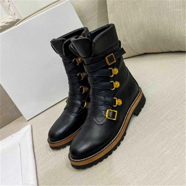 cross wide band boots rivet mid-tube boots metal buckle short side zipper locomotive low-heeled women's shoes1, Black
cross wide band boots rivet mid-tube boots metal buckle short side zipper locomotive low-heeled women's shoes1, Black