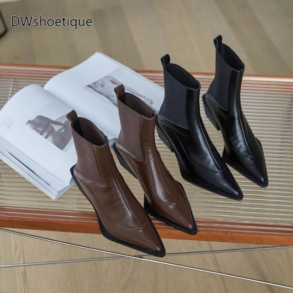 winter genuine leather women ankle boots pointed toe chunky heel women booties, Black
winter genuine leather women ankle boots pointed toe chunky heel women booties, Black