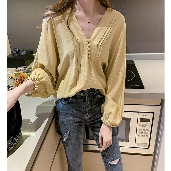 women's blouses & shirts vintage women loose blouse elegant ladies v-neck lantern sleeve spring autumn female button for office lady, White
women's blouses & shirts vintage women loose blouse elegant ladies v-neck lantern sleeve spring autumn female button for office lady, White