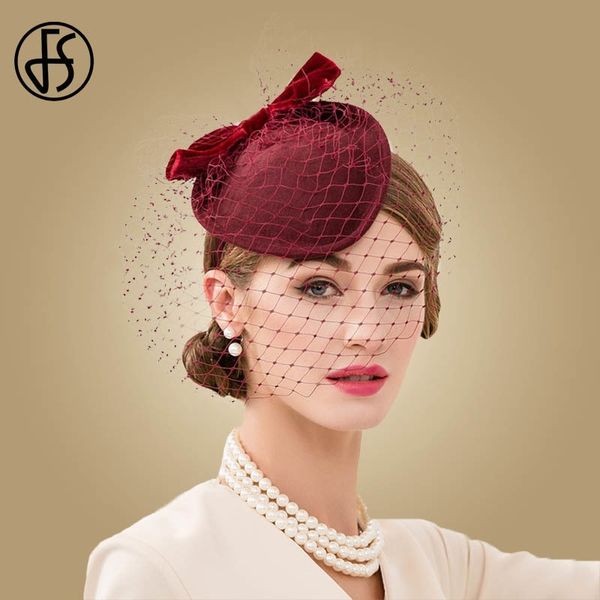fs wine red wedding fascinators hats for women elegant formal church wool felt pillbox hat with veils lady derby cocktail fedora t200508, Blue;gray
fs wine red wedding fascinators hats for women elegant formal church wool felt pillbox hat with veils lady derby cocktail fedora t200508, Blue;gray