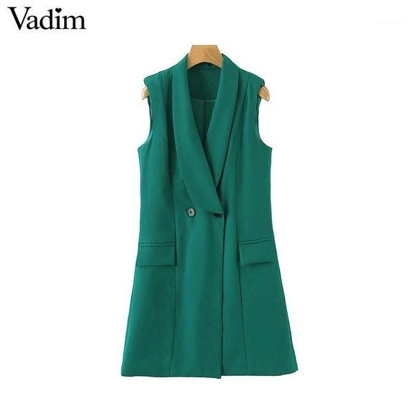 vadim women elegant solid long vest v neck pockets double breasted waistcoat female outwear chic green long ma0401, Black;white
vadim women elegant solid long vest v neck pockets double breasted waistcoat female outwear chic green long ma0401, Black;white