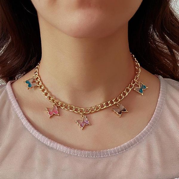 chokers 2021 arrival golden link chain colorful butterfly pendant choker necklace for women wedding party jewelry accessories gift, Golden;silver
chokers 2021 arrival golden link chain colorful butterfly pendant choker necklace for women wedding party jewelry accessories gift, Golden;silver