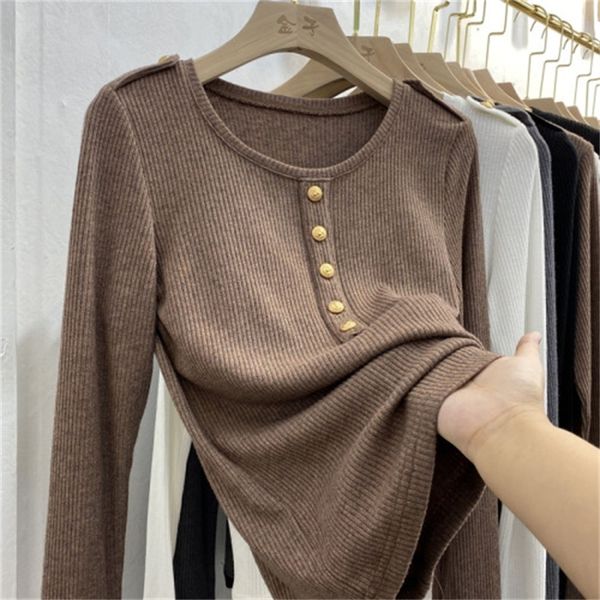 2021 new t-shirt spring new women's knitwear solid color v-neck button thin section long-sleeved fashion p9w4, White
2021 new t-shirt spring new women's knitwear solid color v-neck button thin section long-sleeved fashion p9w4, White