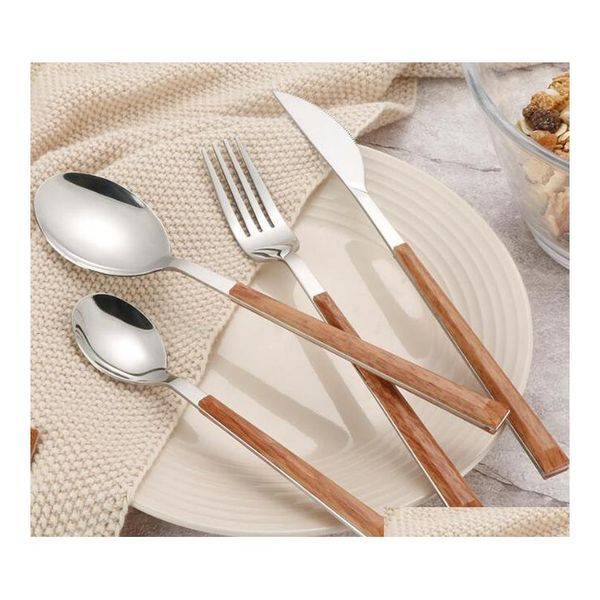 stainless steel cutlery set with wooden handle eco-friendly western tableware sets spoon knife fork tableware
stainless steel cutlery set with wooden handle eco-friendly western tableware sets spoon knife fork tableware