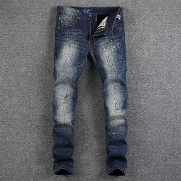 2021 new high-street european fashions dark blue men's dirty paint torn thin men fit designer jeans ni2l
2021 new high-street european fashions dark blue men's dirty paint torn thin men fit designer jeans ni2l
