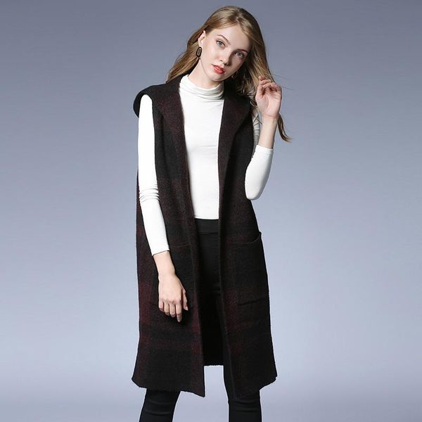 women's vests plus size autumn and winter hooded knitted vest sleeveless plaid coat fashion contrast color jacket medium style, Black;white
women's vests plus size autumn and winter hooded knitted vest sleeveless plaid coat fashion contrast color jacket medium style, Black;white
