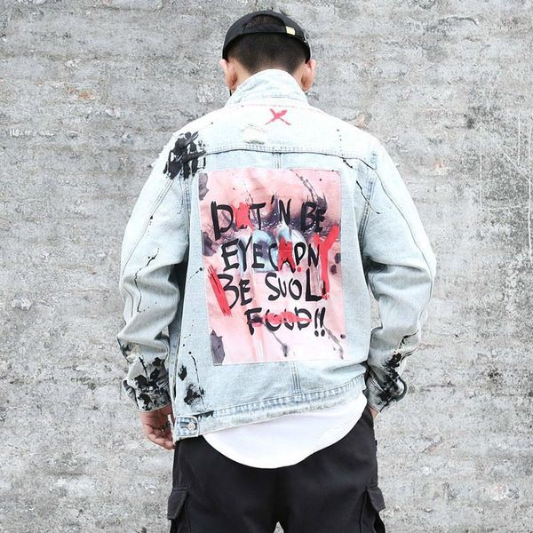 ewq / mens graffiti denim jackets streetwear 2019 hip hop casual patchwork ripped distressed punk rock tide coats outwear 9a2771, Black;brown
ewq / mens graffiti denim jackets streetwear 2019 hip hop casual patchwork ripped distressed punk rock tide coats outwear 9a2771, Black;brown