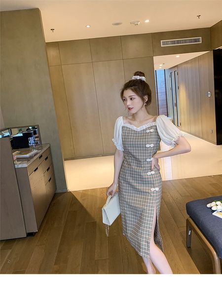 2021 new korean summer mid-length chess bubble grace sleeve women puff buckle plate edge of middle ear dress 7pie, Black;gray
2021 new korean summer mid-length chess bubble grace sleeve women puff buckle plate edge of middle ear dress 7pie, Black;gray