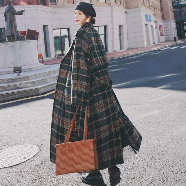 2021 autumn winter women's fashion loose long over-the-knee thickening woolen coats female plaid printing outerwear coat1, Black
2021 autumn winter women's fashion loose long over-the-knee thickening woolen coats female plaid printing outerwear coat1, Black