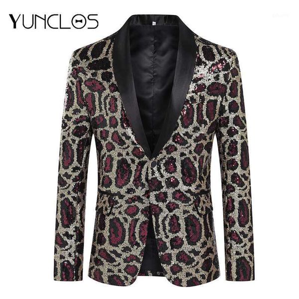men's leopard sequin casual slim fit blazer wedding &party jacket singer stage performance suit single breasted blazer1, White;black 
men's leopard sequin casual slim fit blazer wedding &party jacket singer stage performance suit single breasted blazer1, White;black