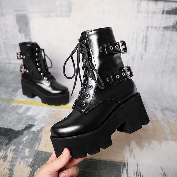 women ankle boots patent leather short boots plus size 22-26.5cm double buckle side zipper cool winter shoes for women, Black
women ankle boots patent leather short boots plus size 22-26.5cm double buckle side zipper cool winter shoes for women, Black