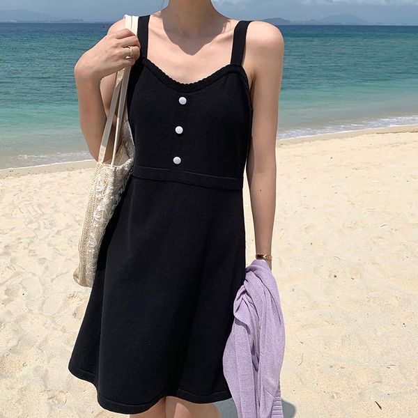 2021 New No sleeves dressed sexy girly summer knitted with low-v waistband spaghetti mini of women in black dress 4GE8, Black;gray
2021 New No sleeves dressed sexy girly summer knitted with low-v waistband spaghetti mini of women in black dress 4GE8, Black;gray