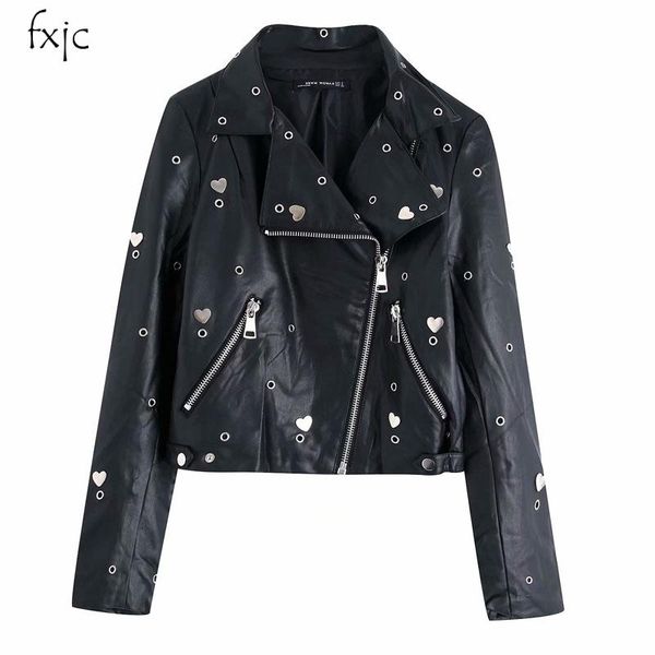 women's jackets winter long sleeve lapel studded embroidered leather wild slim temperament motorcycle jacket short zip coat female, Black;brown
women's jackets winter long sleeve lapel studded embroidered leather wild slim temperament motorcycle jacket short zip coat female, Black;brown