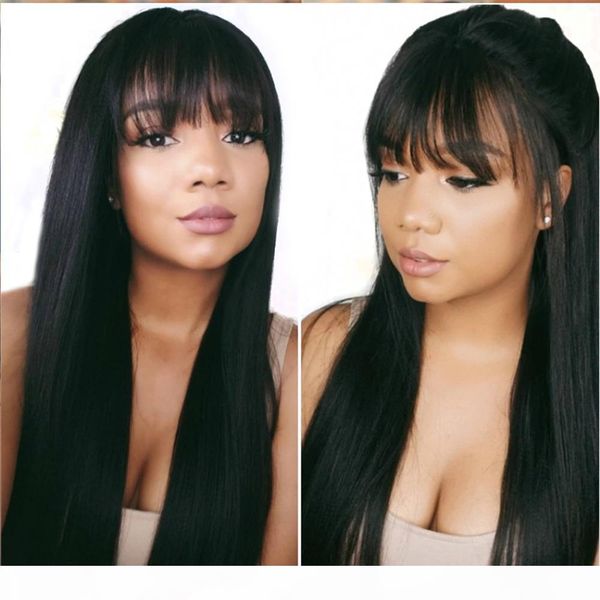 4x4 lace closure wig with bangs bleached knots straight virgin peruvian hair glueless 4x4 lace front human hair wigs with full fringe, Black;brown
4x4 lace closure wig with bangs bleached knots straight virgin peruvian hair glueless 4x4 lace front human hair wigs with full fringe, Black;brown