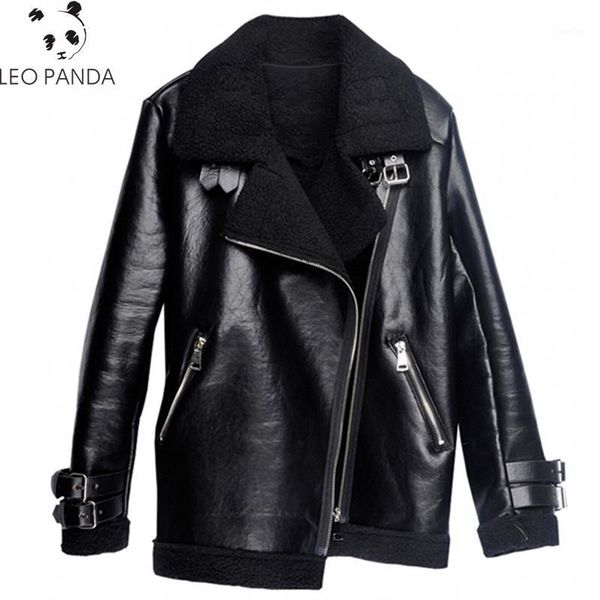 new fashion spring autumn warm thicken zipper long sleeves turn-down collar pockets loose coat female jacket leather coat cy3561, Black
new fashion spring autumn warm thicken zipper long sleeves turn-down collar pockets loose coat female jacket leather coat cy3561, Black