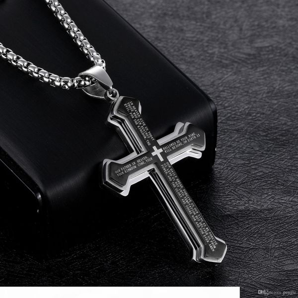 pendant necklace men new bible cross titanium stainless steel black color anniversary valentine's birthday christmas gift gx1360, Silver
pendant necklace men new bible cross titanium stainless steel black color anniversary valentine's birthday christmas gift gx1360, Silver