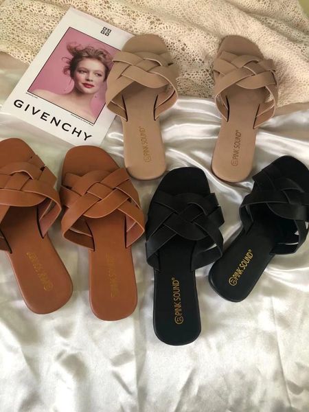 slippers summer women weave pu strap flat heel solid rubber sole outside slides beach fashion trendy sandals ladies shoes 2021, Black
slippers summer women weave pu strap flat heel solid rubber sole outside slides beach fashion trendy sandals ladies shoes 2021, Black