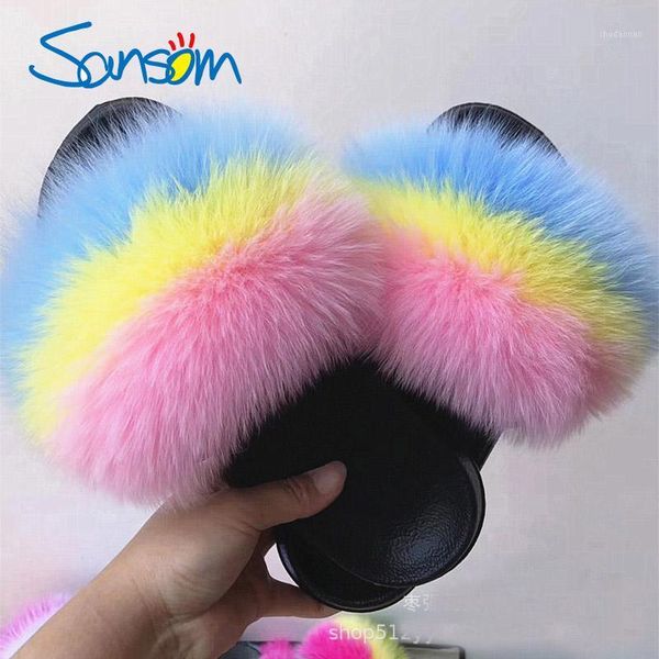slippers real fur women' beautiful fluffy slides home plush furry rainbow colorful shoes summer flip flops1, Black
slippers real fur women' beautiful fluffy slides home plush furry rainbow colorful shoes summer flip flops1, Black