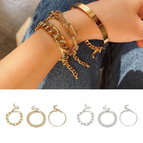 new 3pcs/set punk bracelet twisted thick bangles lady simple gold color metal link bracelets jewelry women wristband hand chain, Black
new 3pcs/set punk bracelet twisted thick bangles lady simple gold color metal link bracelets jewelry women wristband hand chain, Black