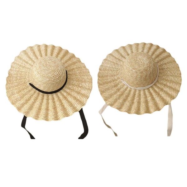 wide brim hats straw hat with ribbon wavy pattern sun protection outdoor beach sunhat 449f, Blue;gray
wide brim hats straw hat with ribbon wavy pattern sun protection outdoor beach sunhat 449f, Blue;gray