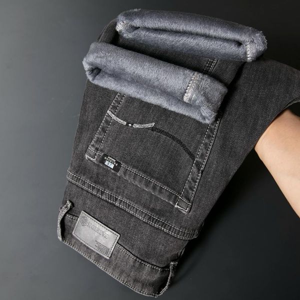 2020 winter new men's warm thick jeans dark grey slim stretch cotton fleece denim pants male brand trousers, Blue
2020 winter new men's warm thick jeans dark grey slim stretch cotton fleece denim pants male brand trousers, Blue