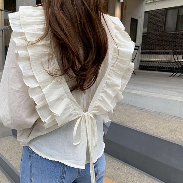 baby doll style back ruffles layers tie women shirt kawaii blouse spring chemise femme chemisier blusa mujer camisa, White
baby doll style back ruffles layers tie women shirt kawaii blouse spring chemise femme chemisier blusa mujer camisa, White