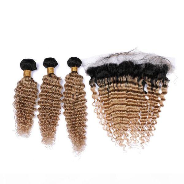 #1b 27 dark root ombre malaysian human hair deep wave weft 3bundles with frontal closure 13x4 honey blonde ombre weaves with lace frontal, Black;brown
#1b 27 dark root ombre malaysian human hair deep wave weft 3bundles with frontal closure 13x4 honey blonde ombre weaves with lace frontal, Black;brown