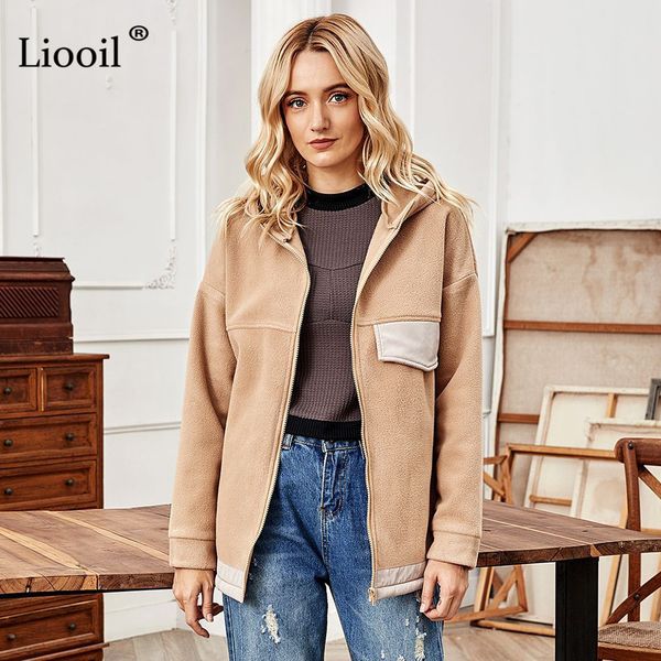 liooil khaki hooded coats and jackets women zip up with pockets long sleeve ladies autumn winter patchwork casual outwear 201112, Black;brown
liooil khaki hooded coats and jackets women zip up with pockets long sleeve ladies autumn winter patchwork casual outwear 201112, Black;brown