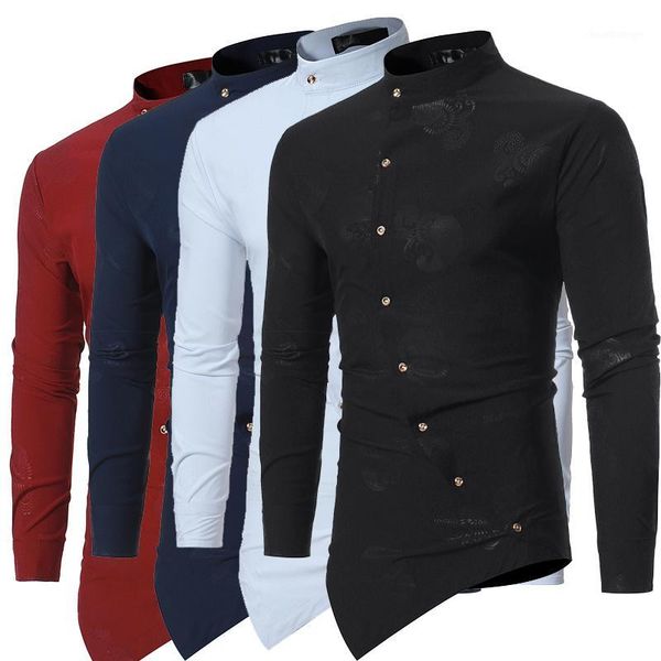 new fashion autumn suit versatile men dark grain irregular hemline long sleeve shirt european size1, White;black
new fashion autumn suit versatile men dark grain irregular hemline long sleeve shirt european size1, White;black