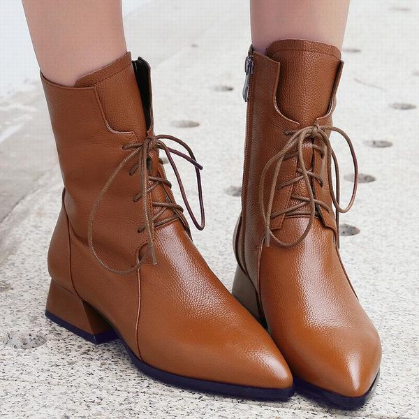ankle boots short plush lining women shoes lace-up riding boots new simple versatile winter pointed flat leather big size 34-421, Black
ankle boots short plush lining women shoes lace-up riding boots new simple versatile winter pointed flat leather big size 34-421, Black