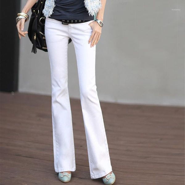 women's spring-summer 2020 micro flare jeans white black stretch thin slacks1, Blue
women's spring-summer 2020 micro flare jeans white black stretch thin slacks1, Blue