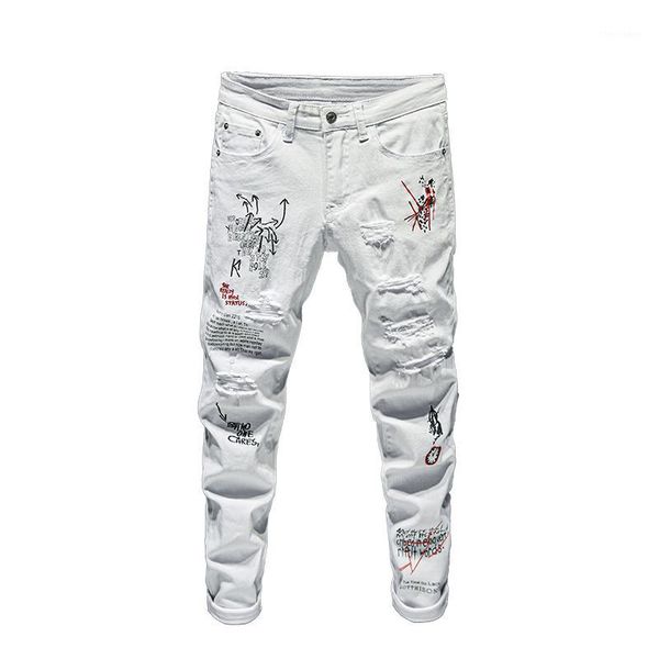 men's jeans white and black men patchwork spliced ripped denim slim european american style embroidery leisure fashion a1930/19311, Blue
men's jeans white and black men patchwork spliced ripped denim slim european american style embroidery leisure fashion a1930/19311, Blue