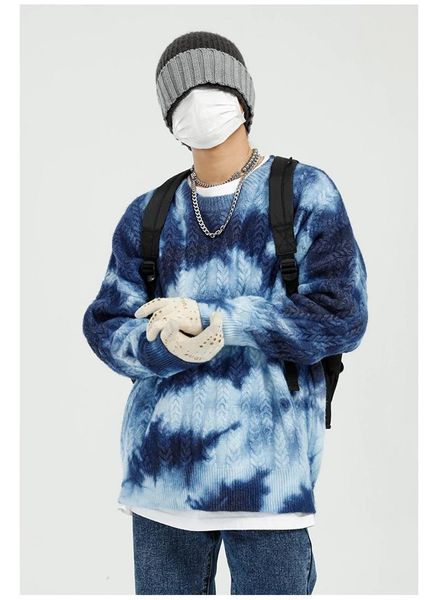 men's sweaters autumn and winter fashion high street tie-dye sweater men loose comfortable quality, White;black
men's sweaters autumn and winter fashion high street tie-dye sweater men loose comfortable quality, White;black