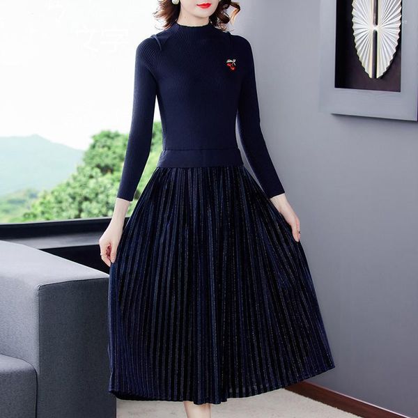 2020 new autumn winter dress female slimming knitted velvet pleated a-line bottoming dress women vestidos de festa1, Black;gray
2020 new autumn winter dress female slimming knitted velvet pleated a-line bottoming dress women vestidos de festa1, Black;gray