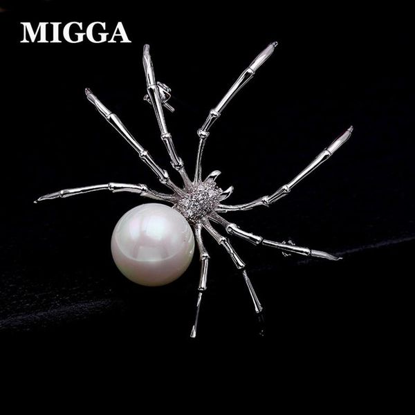migga white gold color zircon crystal paved large spider simulated pearl brooch pin women dress broches, Gray
migga white gold color zircon crystal paved large spider simulated pearl brooch pin women dress broches, Gray