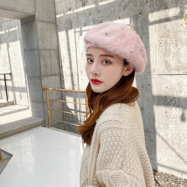 sweet autumn winter korean beret women's pearl plush hat pearl belt drill beret, Blue;gray
sweet autumn winter korean beret women's pearl plush hat pearl belt drill beret, Blue;gray