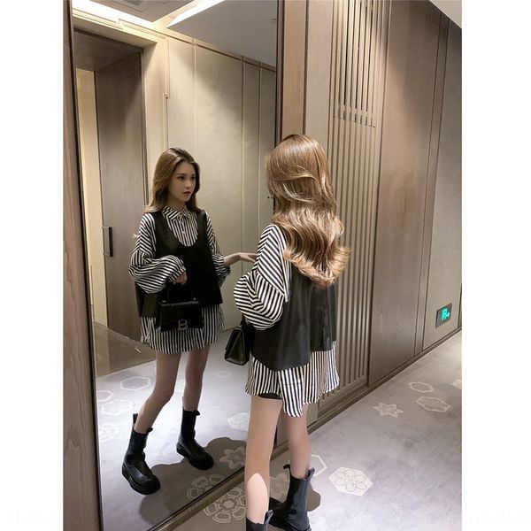 wanghong 2020 autumn korean vertical stripe polo collar long sleeve loose shirt vest two piece vest shirtshirt shirtsuit for women mjs7j mjs, Gray
wanghong 2020 autumn korean vertical stripe polo collar long sleeve loose shirt vest two piece vest shirtshirt shirtsuit for women mjs7j mjs, Gray